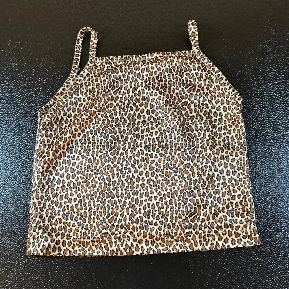 Lillian Vernon Leopard Print‎ Two-Piece Set Spaghetti Strap Top Girls Medium